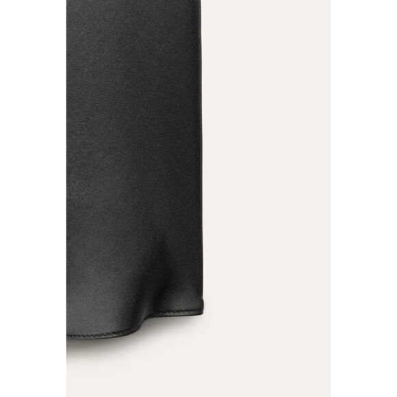 Black Zara Satin-Like Flowy A-Line Midi Skirt (NWT) - Picture 8 of 9